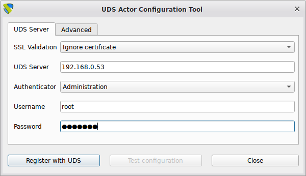 UDS Actor Configuration